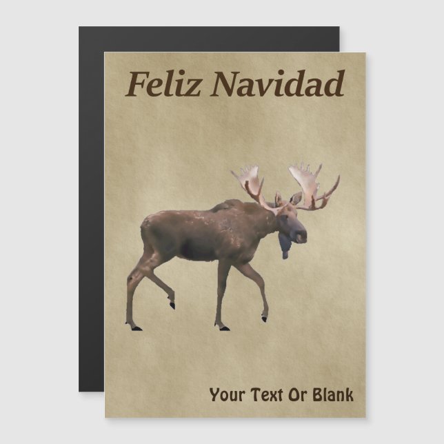 Feliz Navidad - Moose Sur Ancien Papier (Devant / Derrière)