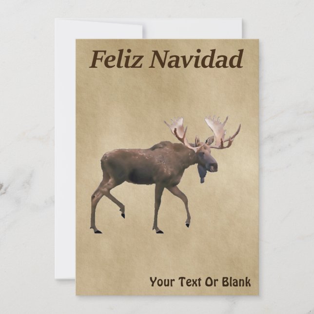 Feliz Navidad - Moose Sur Ancien Papier (Devant)