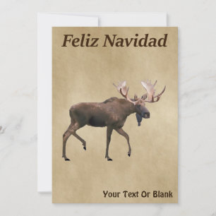 Feliz Navidad - Moose Sur Ancien Papier