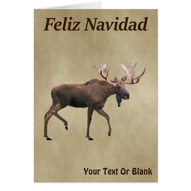 Feliz Navidad - Moose Sur Ancien Papier (Devant)