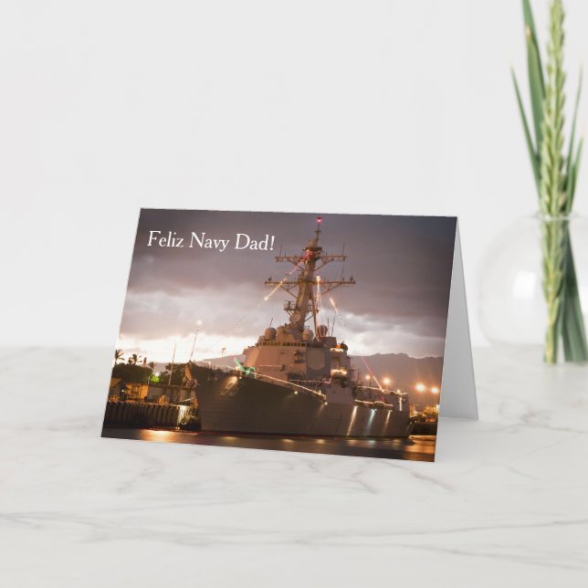 Feliz Navidad Navy Carte de Noël papa et famille (Devant)