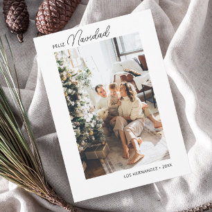 Feliz Navidad Retro Script Photo Carte de vacances