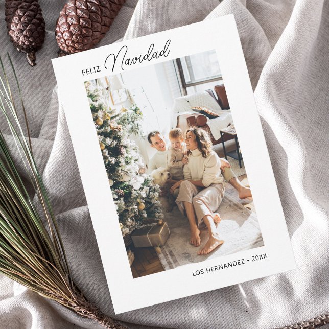 Feliz Navidad Retro Script Photo Carte de vacances (Créateur téléchargé)