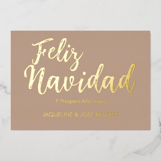 Feliz Navidad Spanish Gold Foil Carte de vacances (Recto)