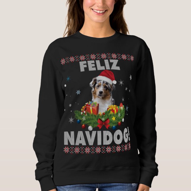 Feliz Navidog Aussie Chien moche Sweat Noël Sa (Devant)