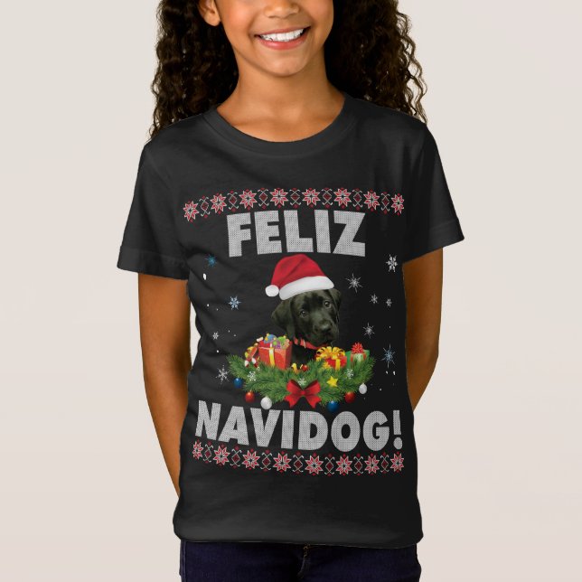 Feliz Navidog Black Labrador Chien moche Sweat Chr (Devant)