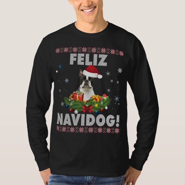 Feliz Navidog Boston Terrier Chien moche Sweat Chr (Devant)