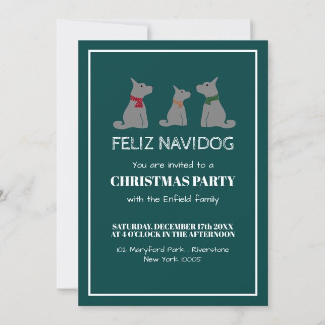 Feliz Navidog, Invitation de Noël de style espagno (Devant)