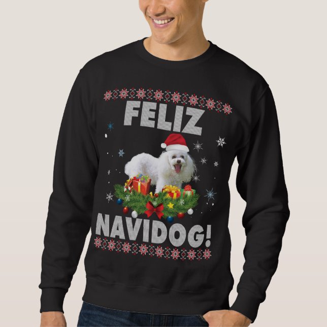 Feliz Navidog Poodle Chien moche Sweat Noël Sa (Devant)