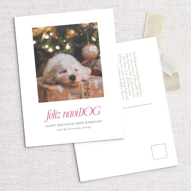 Feliz NaviDog Punny Pet Photo Carte postale Noël (Créateur téléchargé)