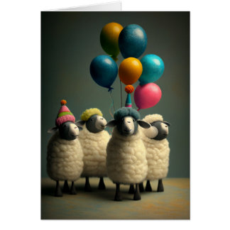 Felted Sheep Fête Anniversaire Carte de voeux plié