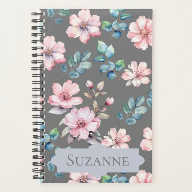 Feminin Floral Élégant Planificateur (Devant)