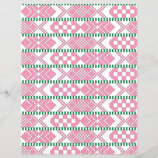 Feminine Art populaire tribal letton rose et blanc (Devant)