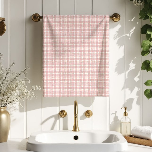 Feminine Bath Towel Rose Gold Plaid for Mom (Feminine Bath Towel Rose Gold Plaid for Mom)