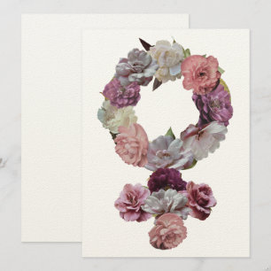 Feministe - Symbole de Vénus féminin avec fleurs