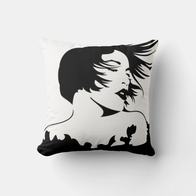 Femme 2 face Noir / Coussin blanc (Recto)