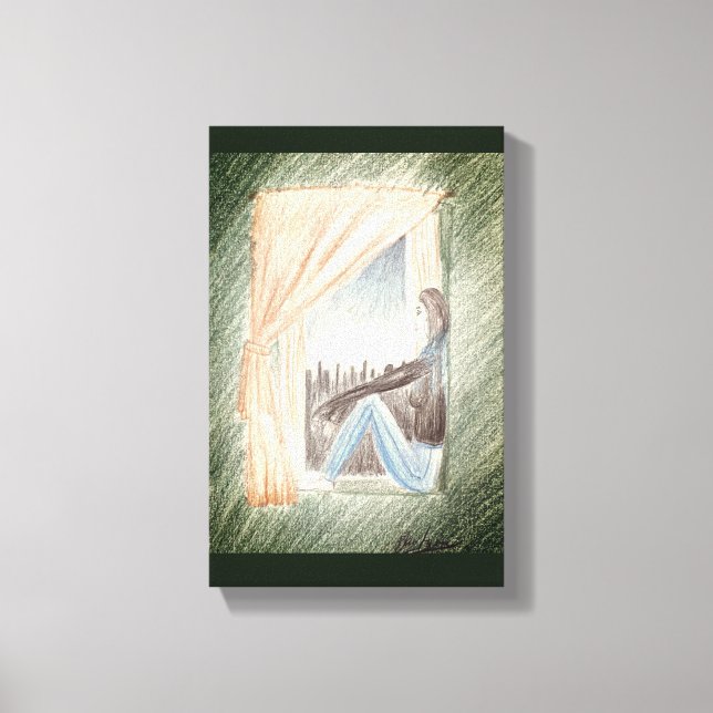 "Femme À La Fenêtre" Art Sur Toile (Recto)