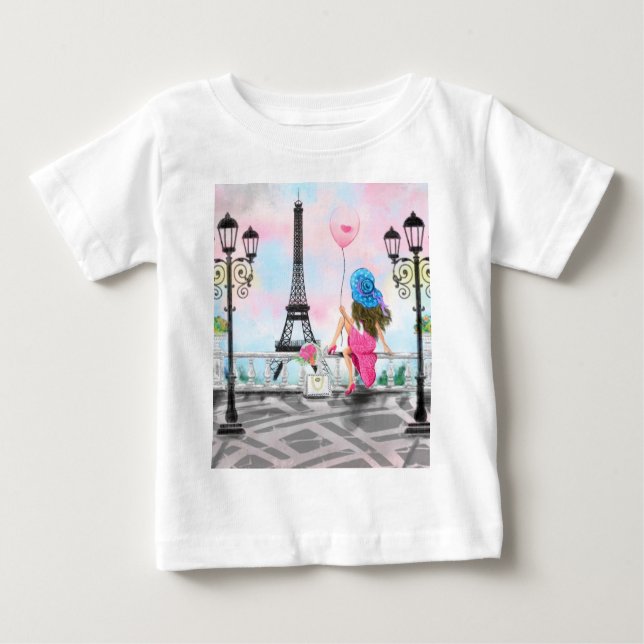 Femme À Paris T-Shirt Bébé - Tour Eiffel (Devant)