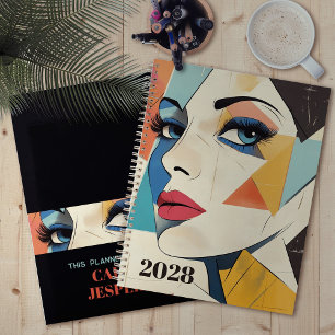 Femme Abstraite géométrique avec yeux Aqua