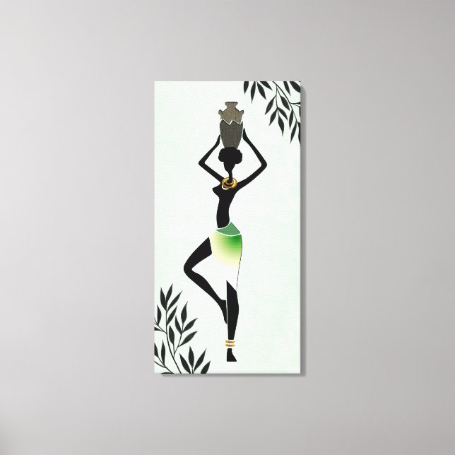 Femme africaine avec Jug Silhouette 2 toile Imprim (Recto)