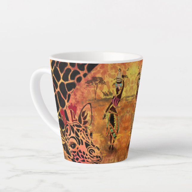 Femme africaine et Giraffe Latte Mug (Angle gauche)