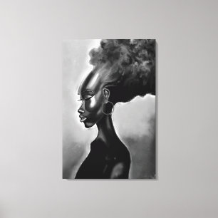 Femme Africaine Jolie et Timide Toile Imprimée
