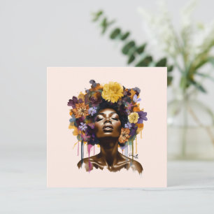 Femme afro-américaine aux cheveux noirs floraux (3
