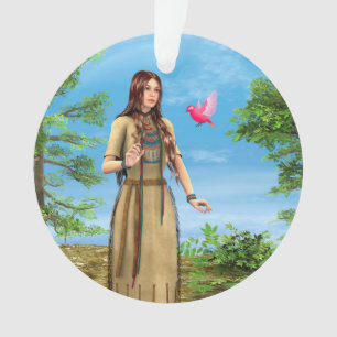 Femme amérindienne Art de l'oiseau de la forêt