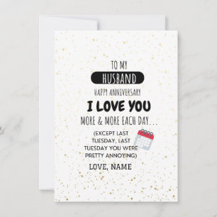 Femme amusante au mari Message d'Humour à l'annive