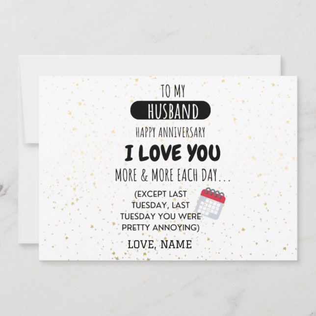 Femme amusante au mari Message d'Humour à l'annive (Devant)