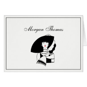 Femme Art Déco au grand chapeau gants RL