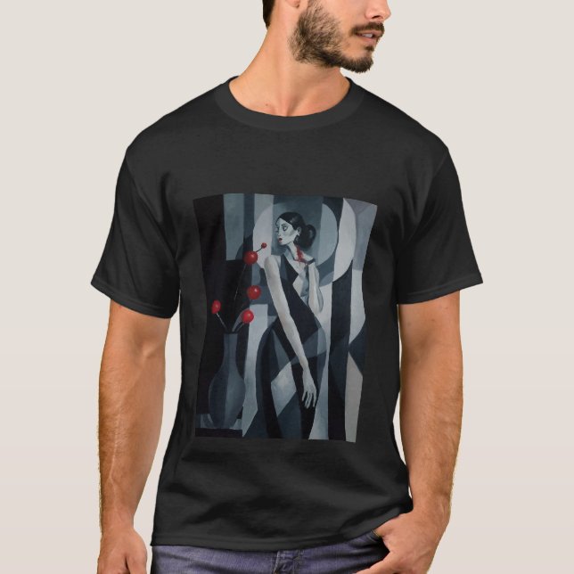 Femme Art Déco Silent Pulse T-Shirt Basique Foncé (Devant)