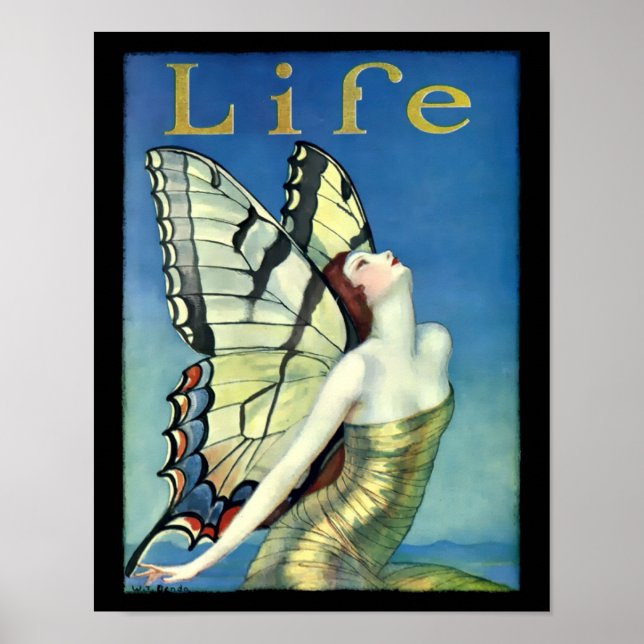 Femme Art Déco vintage Avec Ailes Papillon (Devant)