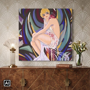 Femme Art Déco Vintage avec Draperies par S. Chomp
