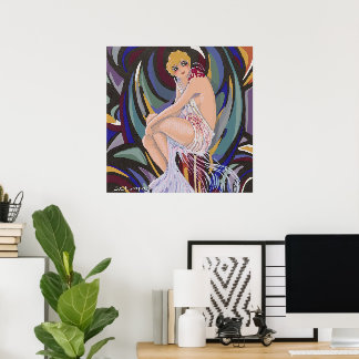 Femme Art Déco Vintage avec Draperies par S. Chomp