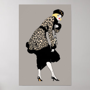 Femme Art Déco Vintage en veste imprimé léopard