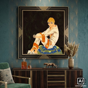 Femme Art Déco Vintage, Fumant par S. Chompre