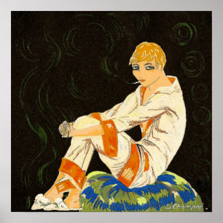 Femme Art déco vintage, Fumer par S. Chompre