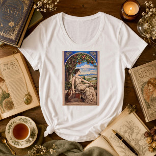 Femme Art Nouveau lisant sous un arbre d'époque