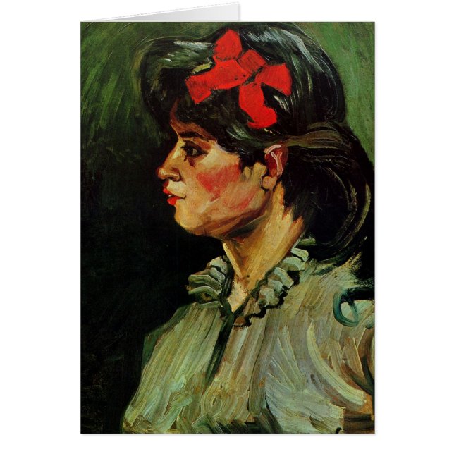 Femme au ruban rouge Portrait par Vincent van Gogh (Devant)
