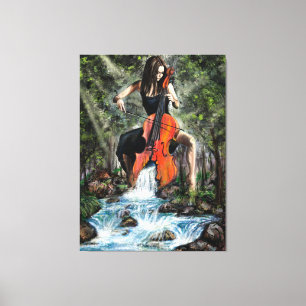 Femme au violoncelle dans la nature toile Imprimer