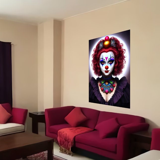Femme aux cheveux rouges Clown | AI Art Poster (Créateur téléchargé)