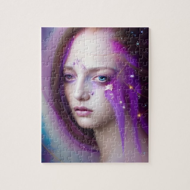 Femme Aux Cheveux Violets Puzzle (Vertical)