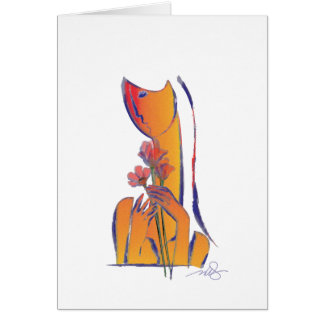 Femme Aux Fleurs Rouges Expressionniste Art Abstra