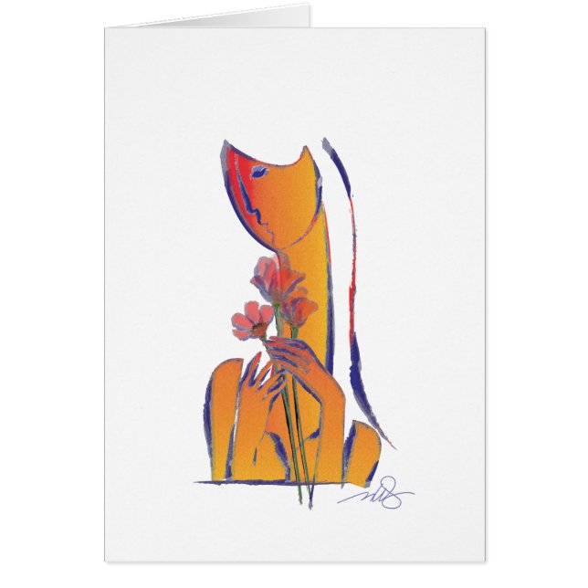 Femme Aux Fleurs Rouges Expressionniste Art Abstra (Devant)