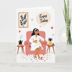 Femme aux pois en relaxation carte