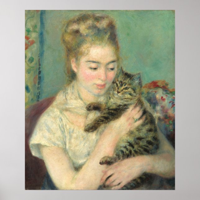 Femme avec chat - Auguste Renoir Poster d'Art (Devant)
