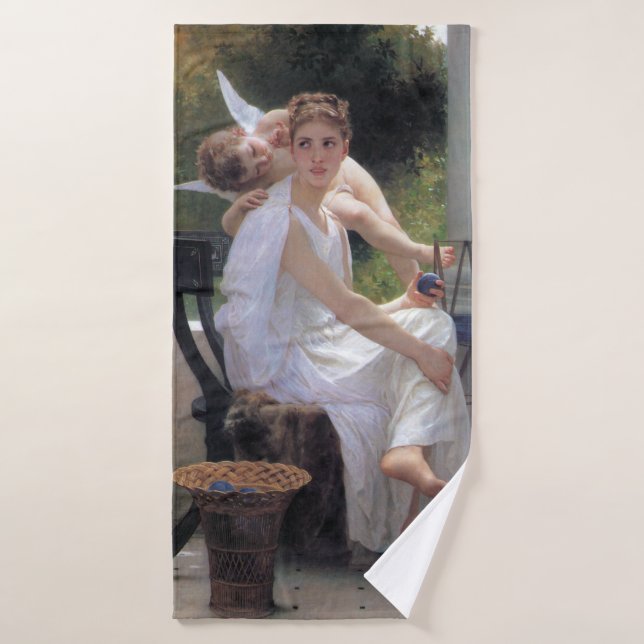 Femme avec Cupidon, Bouguereau (Serviette de bain)