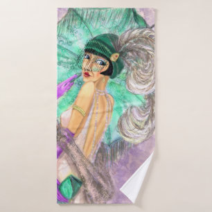 Femme avec des serviettes de bain parapluie Design