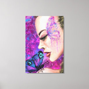 Femme avec impression sur toile Papillon